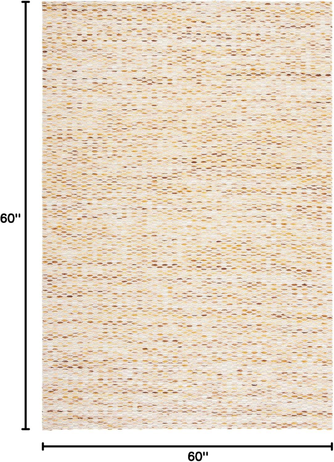 Yellow and Ivory Flat Woven Wool Area Rug, 6' x 9'