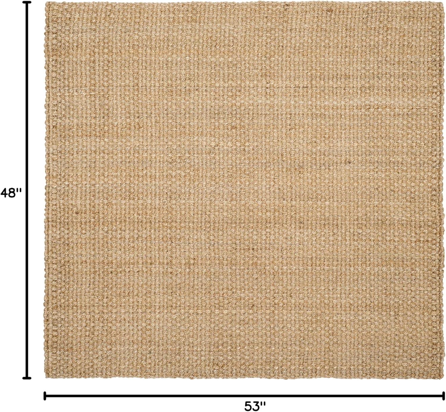 Handwoven Black Jute 4' Square Area Rug, Ideal for High Traffic