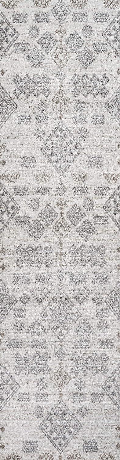2'x10' Bhalil Berber Diamond Geometric Runner Rug, Beige - JONATHAN Y