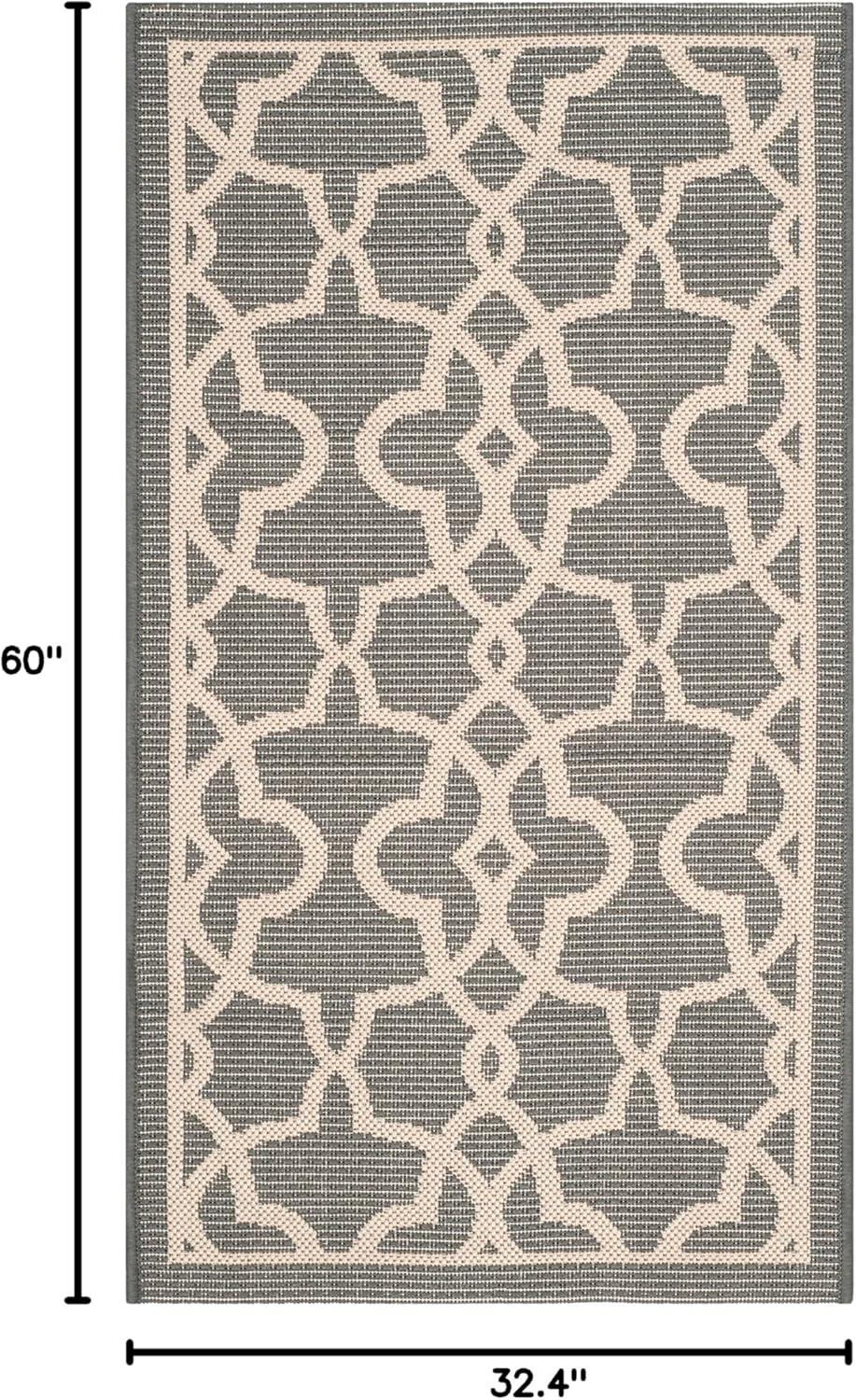 SAFAVIEH Courtyard Carlos Traditional Indoor/Outdoor Area Rug, 2'7" x 5', Grey/Beige