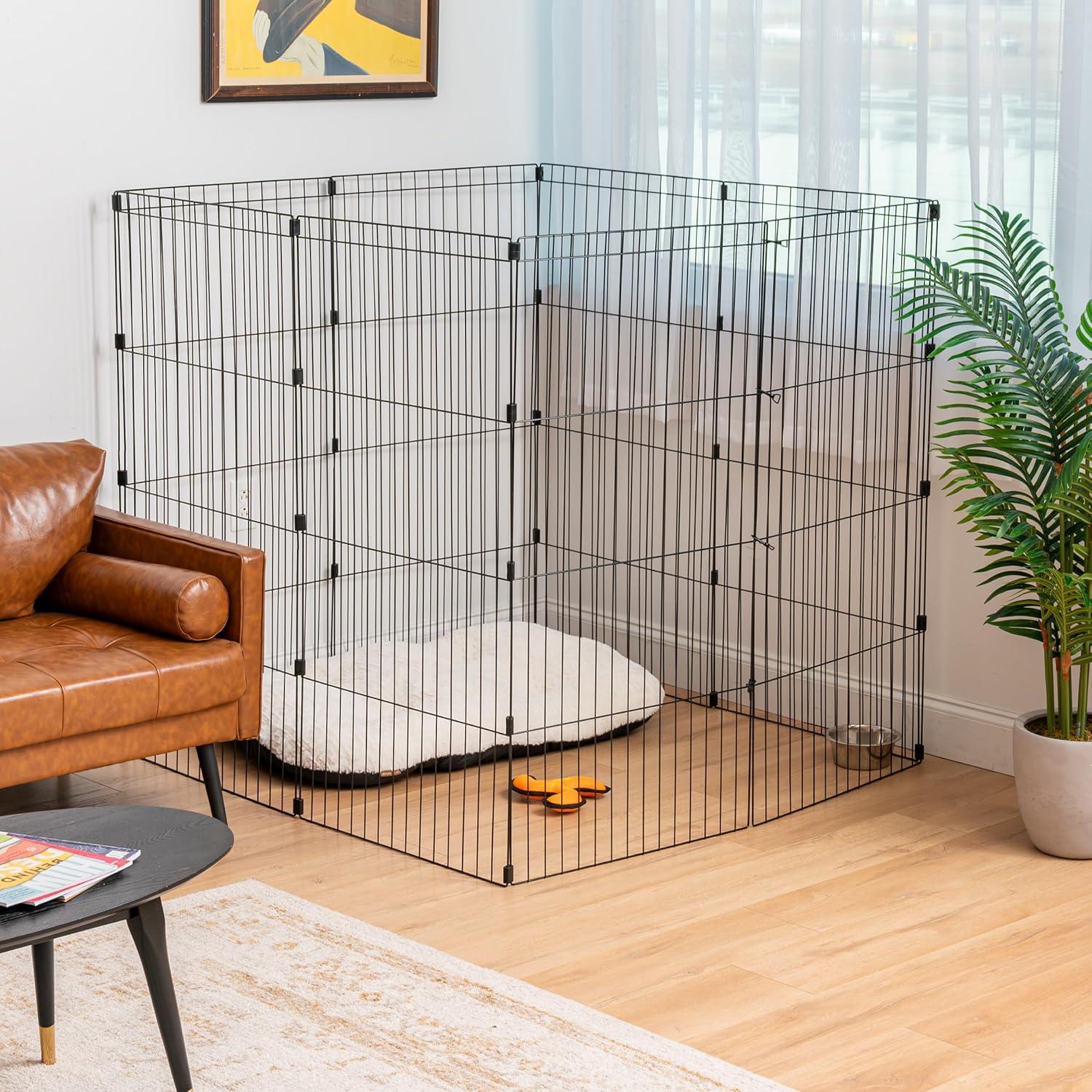 IRIS USA 48" Black Metal 8-Panel Dog Playpen