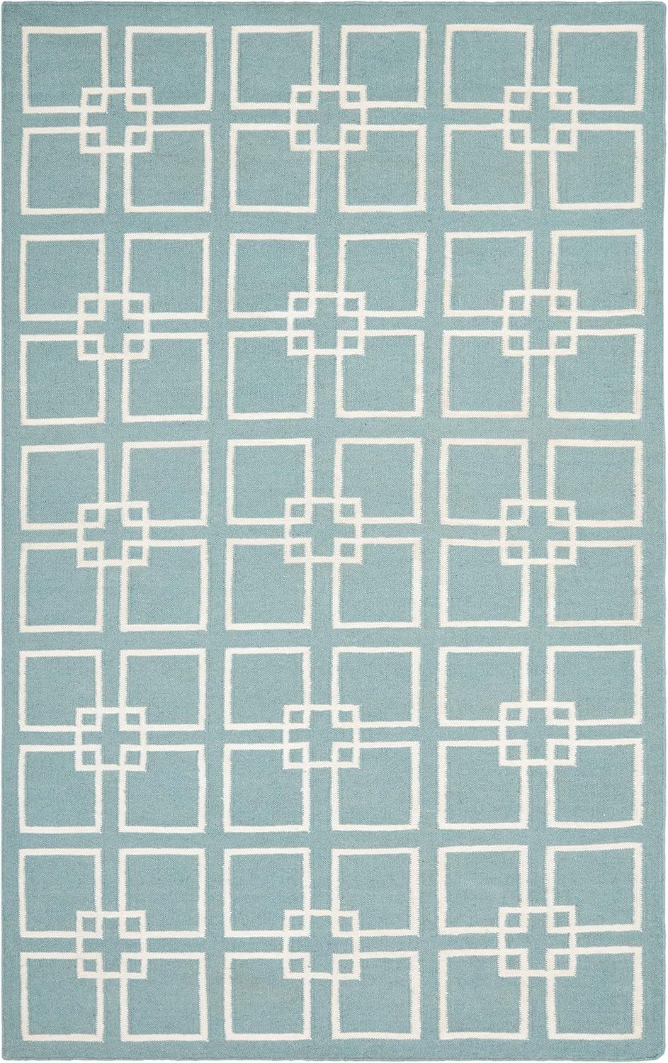 Geometric Handmade Wool/Silk Geyser Blue Area Rug