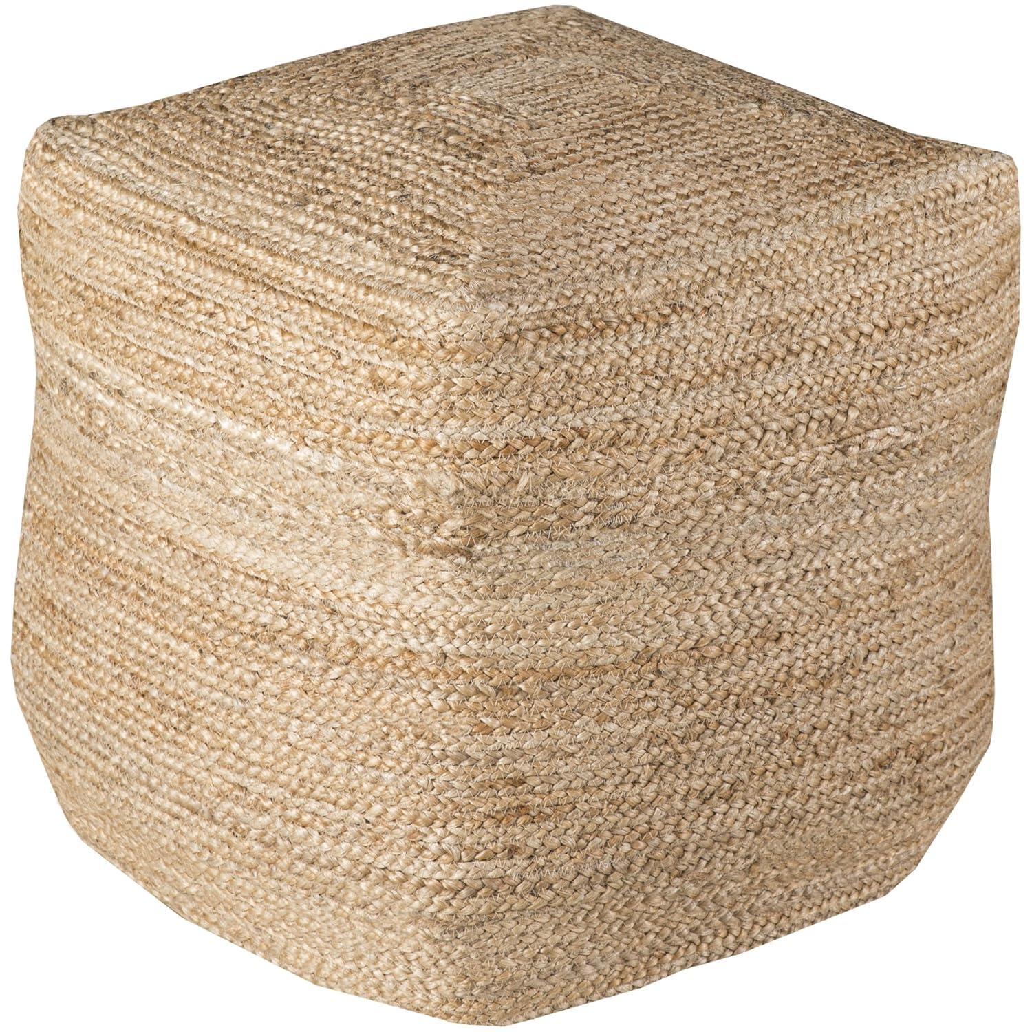 Surya POUF-101 Decorative Pouf, 18 by 18 by 18-Inch, Natural