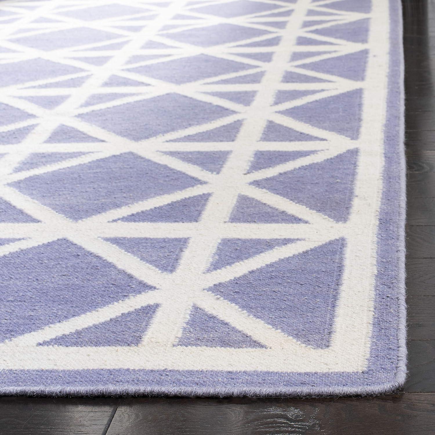 SAFAVIEH Dhurrie Anne Geometric Moroccan Wool Runner Rug, Purple/Ivory, 2'6" x 8'