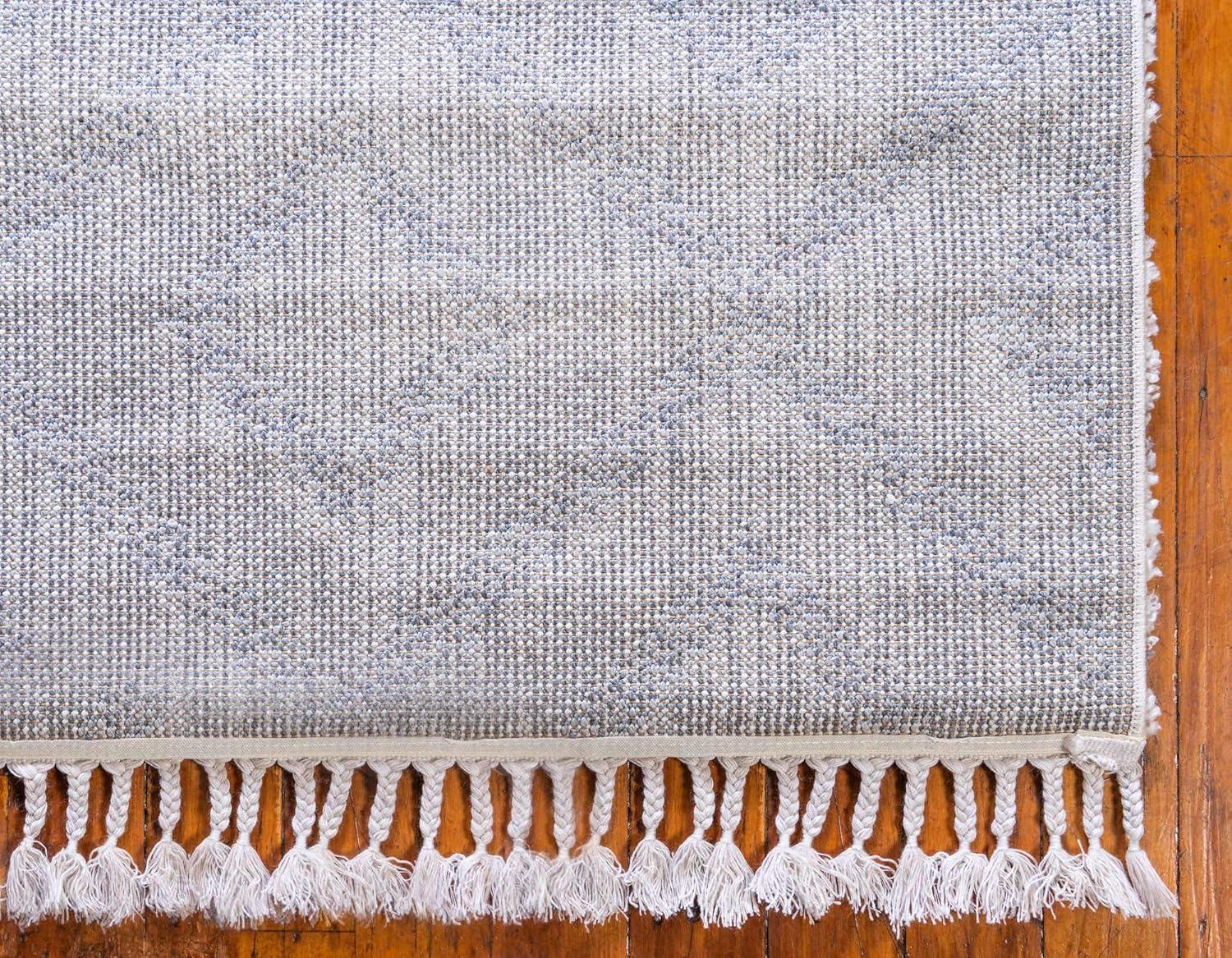 Unique Loom Hygge Shag Collection Area Rug - Diamond (5' 1" x 8' Rectangle, Ivory/ Gray)