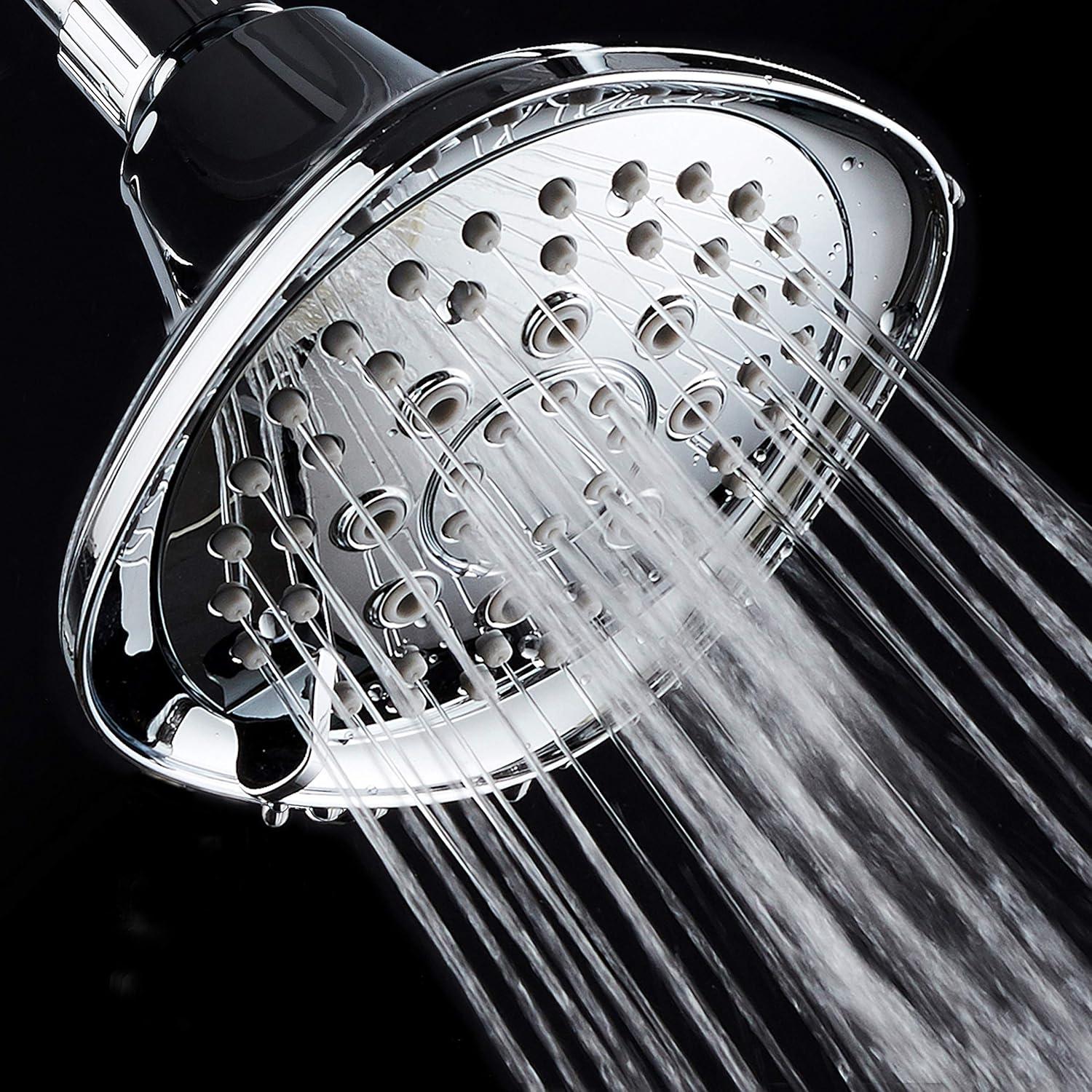 Chrome Square High-Pressure 6-Setting Luxury Shower Head