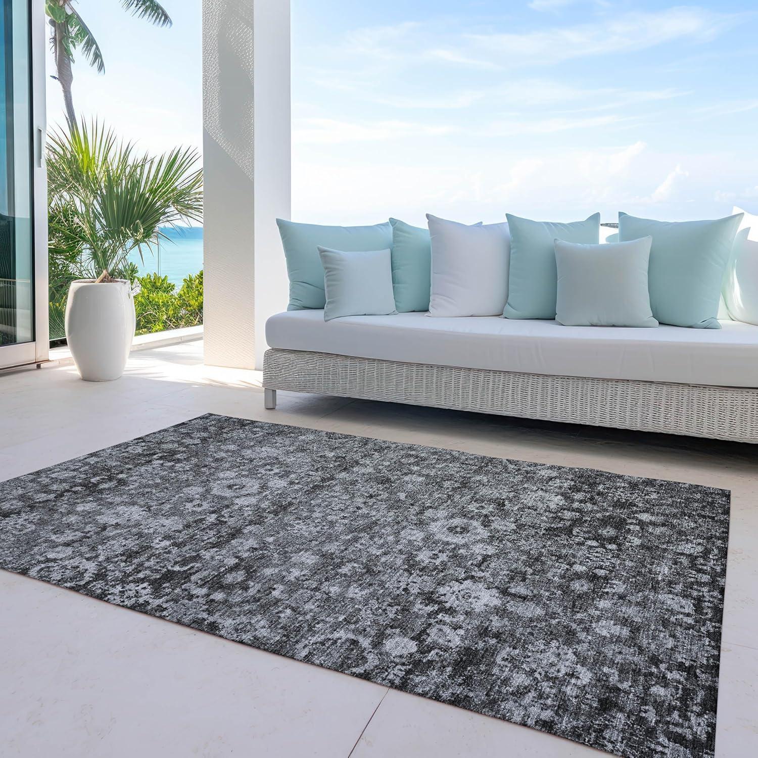 Addison Rugs Chantille ACN651 Gray 8' x 10' Indoor Outdoor Area Rug, Easy Clean, Machine Washable, Non Shedding, Bedroom, Living Room, Dining Room, Kitchen, Patio Rug