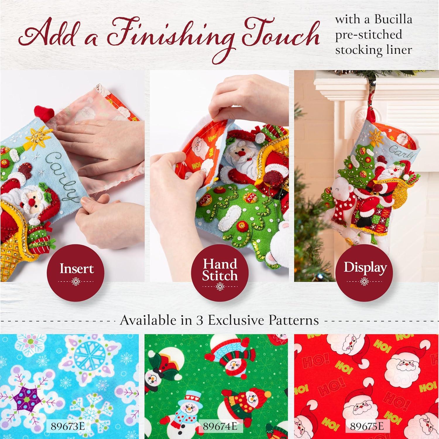 Bucilla Felt Applique DIY Christmas Stocking Kit, Christmas Dogs, 18"