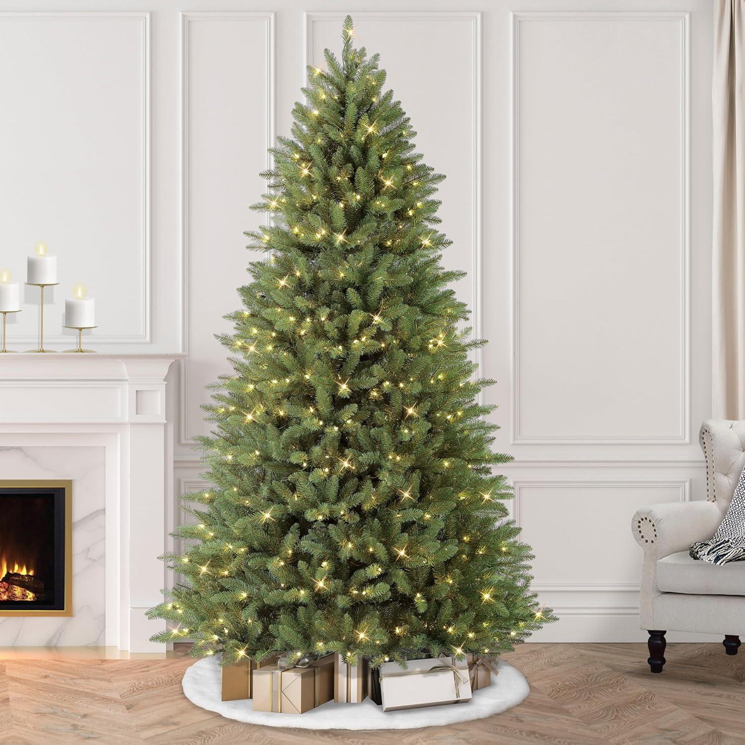 7.5 ft Pre-Lit Slim Elegant Series Fraser Fir Artificial Christmas Tree with 600 UL-Listed Clear Lights