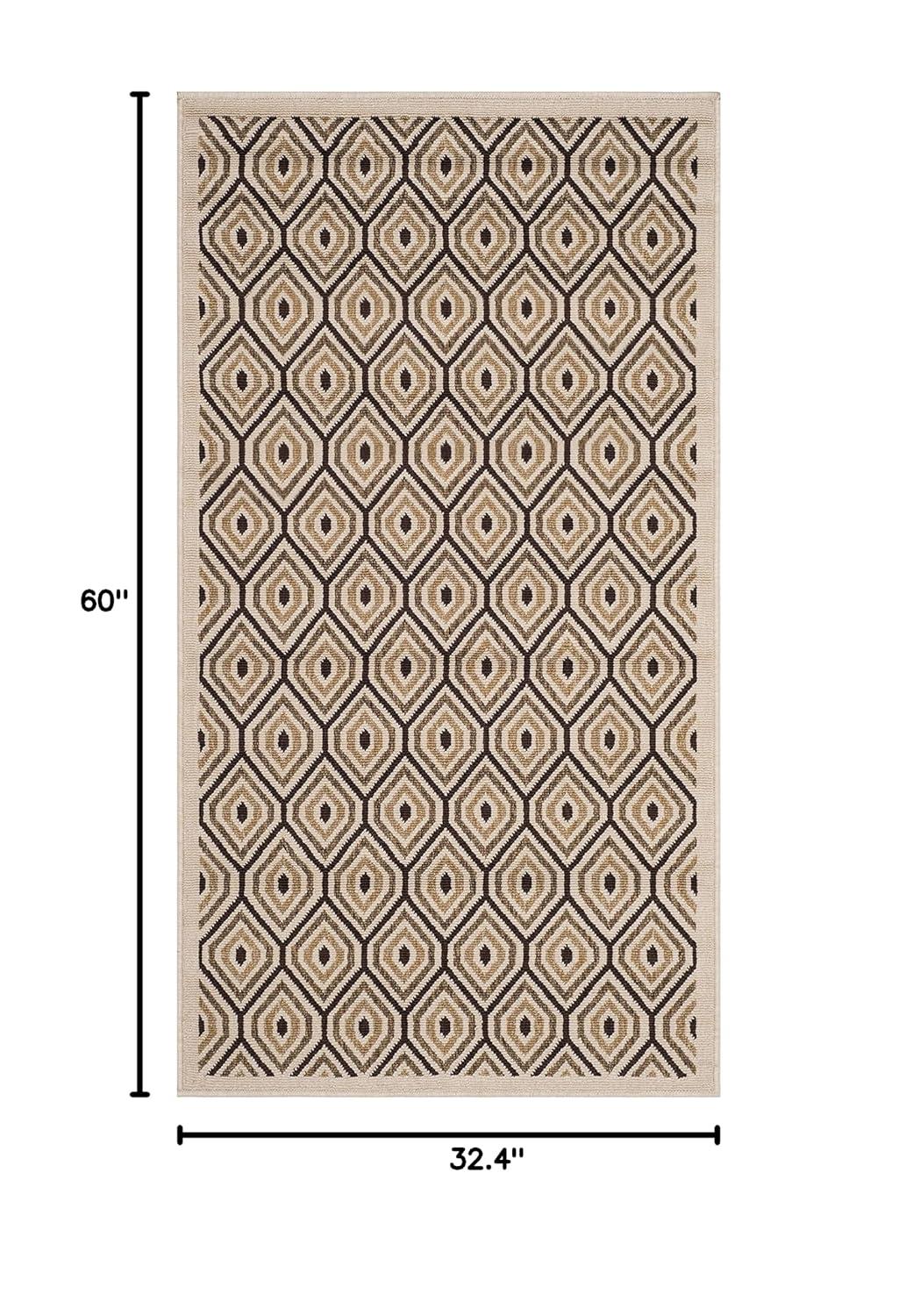 Veranda VER003 Power Loomed Indoor and Outdoor Accent Rug - Cream/Chocolate - 2'7"x5' - Safavieh.