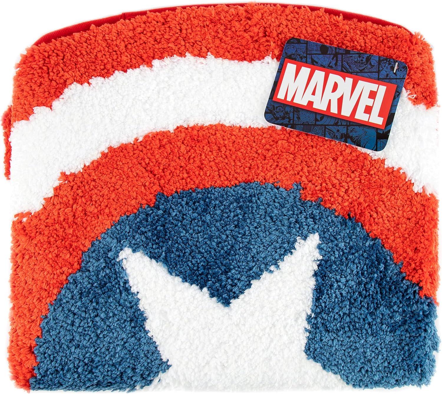 Marvel Avengers Captain America Shield 20"x30" 1 Pack Red, White and Blue Bath Rug, 100% Microfiber