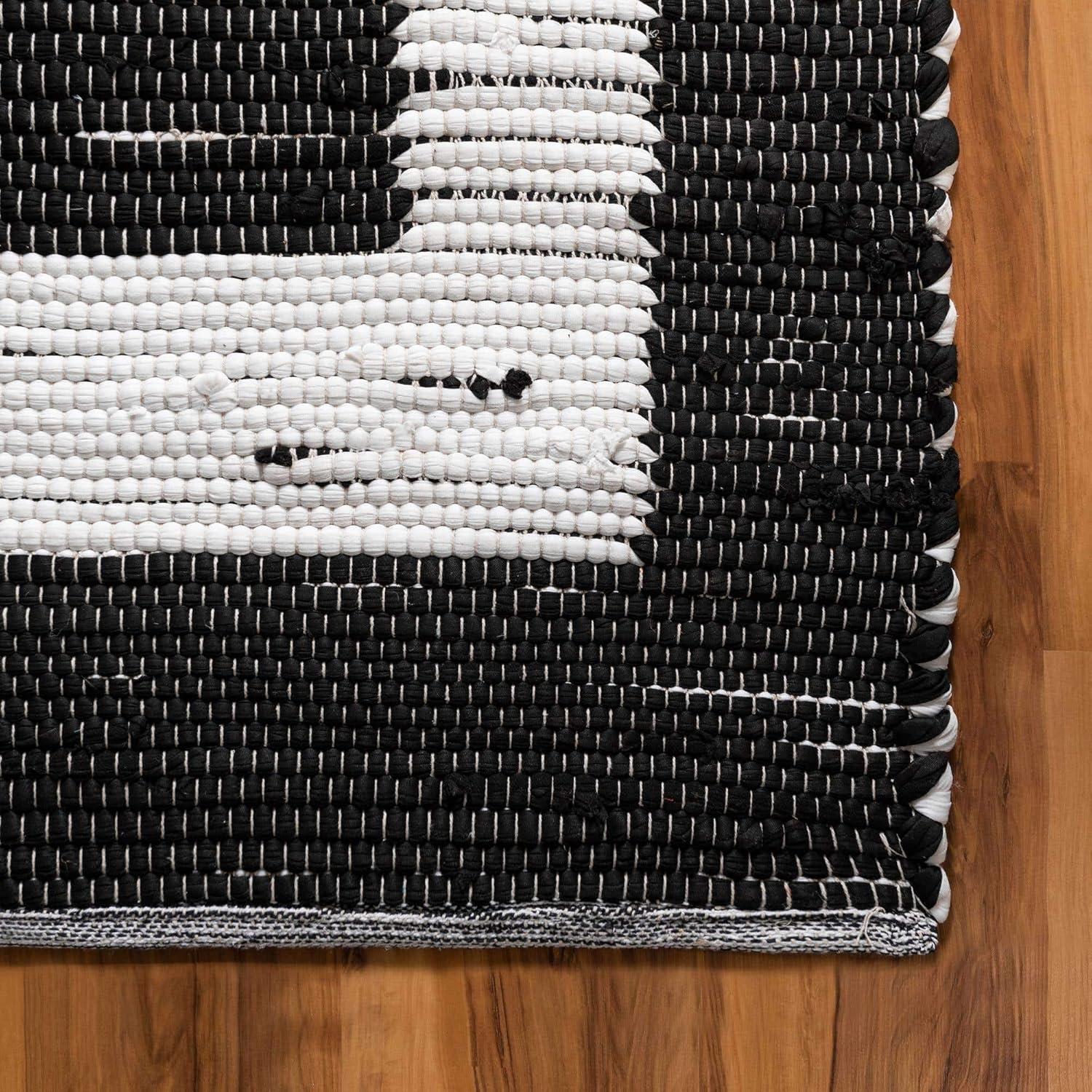 Handwoven Black and White Geometric Jute Runner Rug