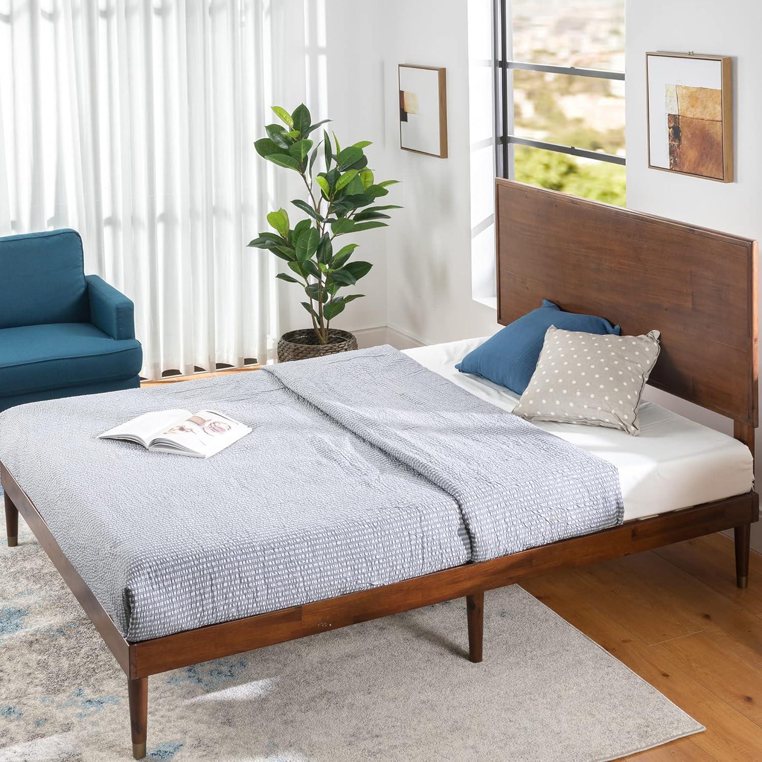 Zinus Raymond 38" Wood Platform Bed Frame with Adjustable Wood Headboard, King