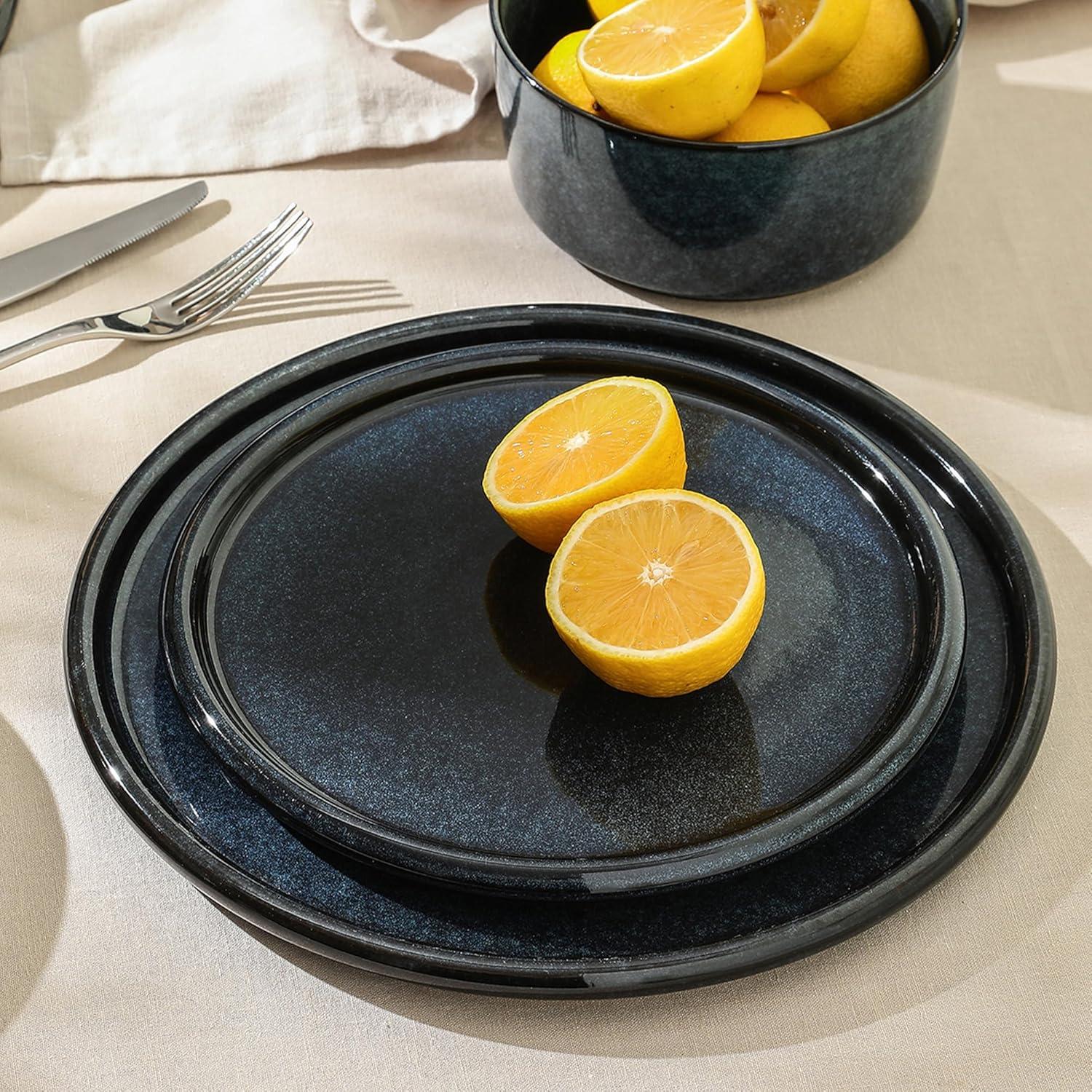 Eden 4-Piece Dark Blue Stoneware Full Set (Service for 4)