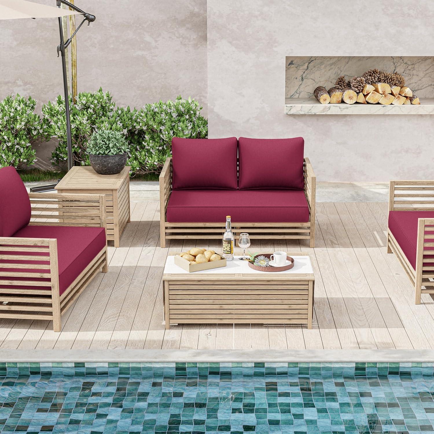 Outdoor Loveseat Cushion Set 46 X 26 Inch Water Repellent & Fadeness Patio Furniture Cushions,Removable Outdoor Couch Cushions with Hidden Zipper & Adjustment Staps for Couch, Bench, and Swing