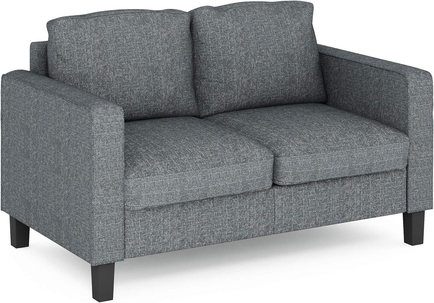 Furinno Bayonne Modern Upholstered Loveseat, Gunmetal