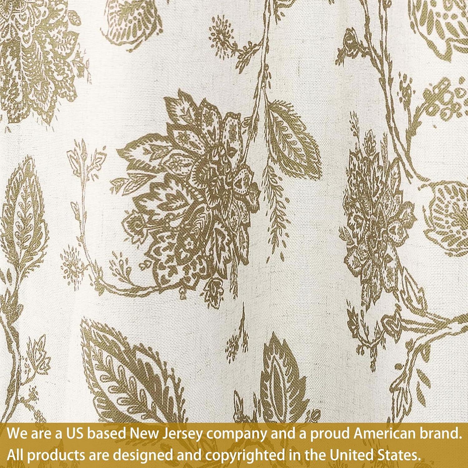 DriftAway Freda Jacobean Floral Linen Blend Blackout Thermal Insulated Energy Saving Privacy Window Curtain Valance Rod Pocket 2 Layers