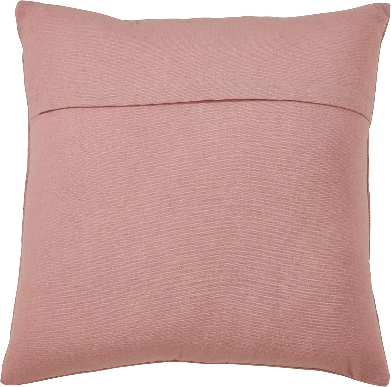 Pink Cotton Square Pom Pom Throw Pillow 22"