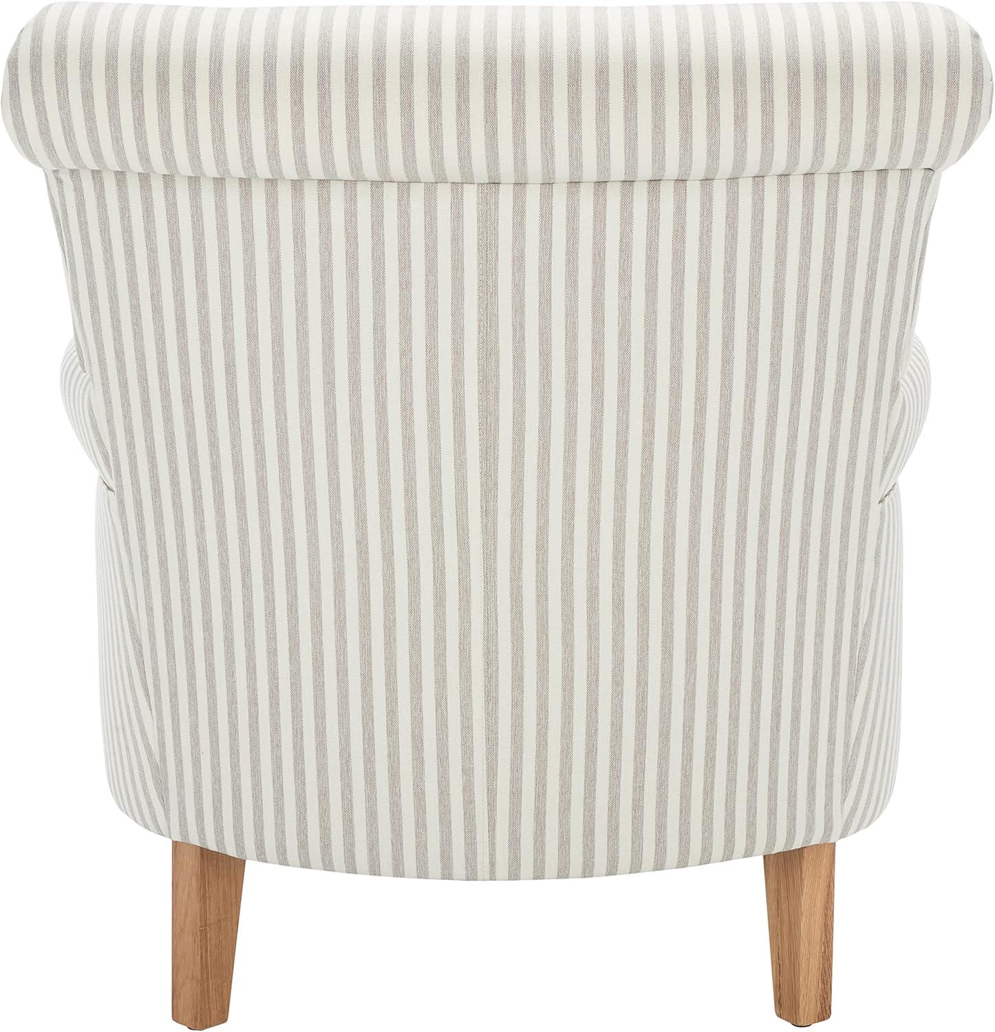 SAFAVIEH Hazina Modern Style Club Chairs, Beige Stripe (30 in. W x 32.8 in. D x 35.4 in. H)