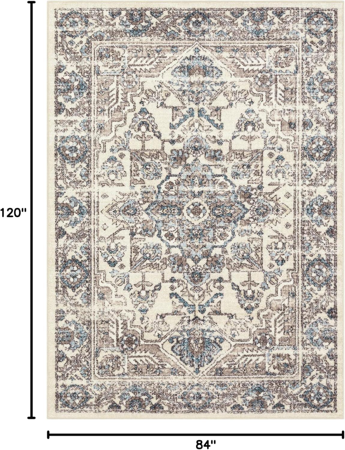 Maples Rugs Antique Border Traditional Beige Ivory Indoor Area Rug, 7' x 10'