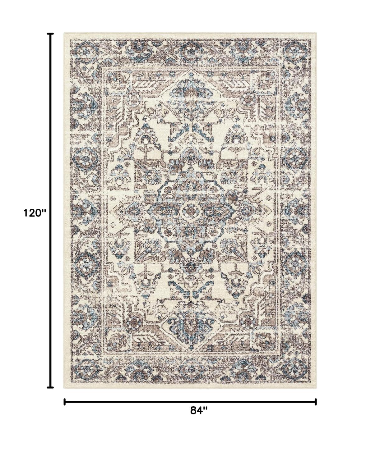 Maples Rugs Antique Border Traditional Beige Ivory Indoor Area Rug, 7' x 10'