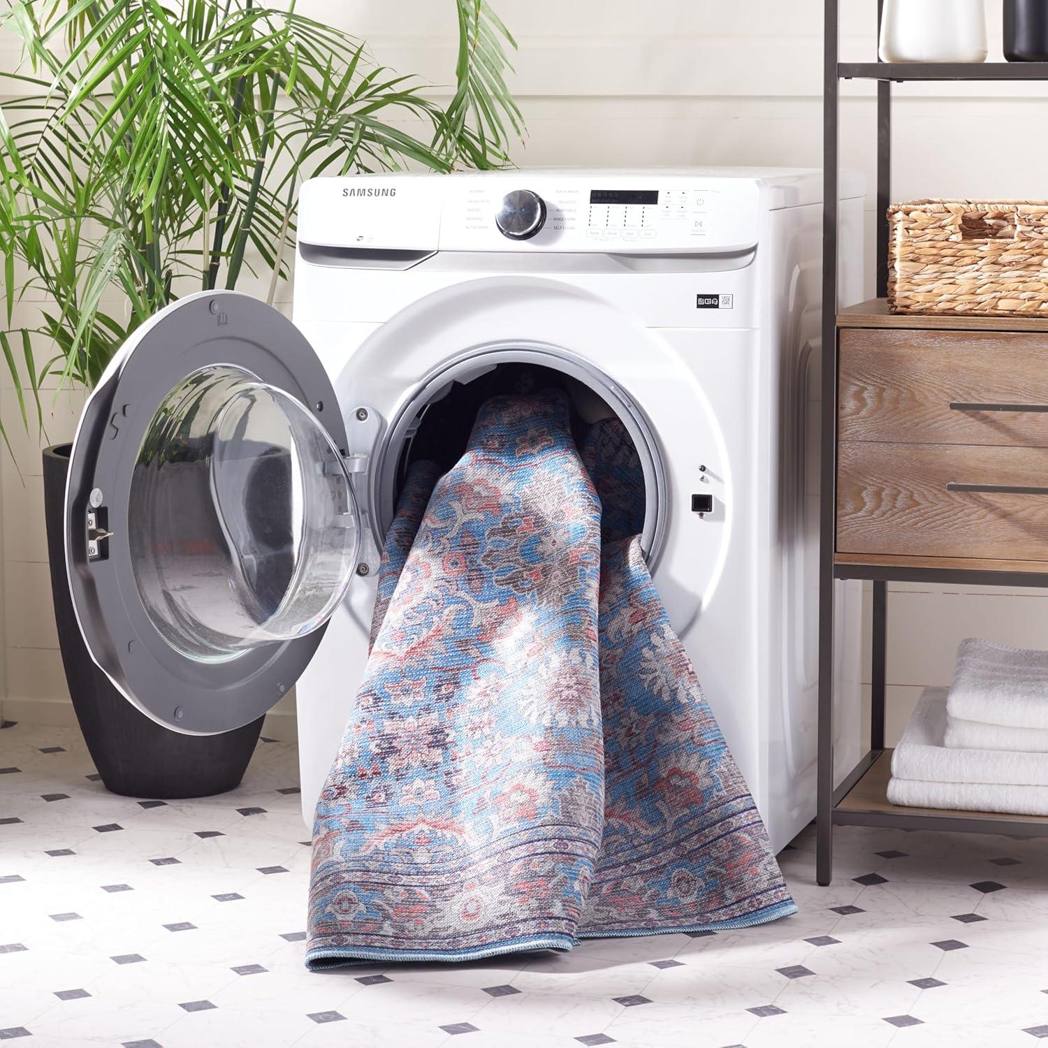 Serapi SEP584 Power Loomed Machine Washable Skid-Resistant Indoor Area Rug - Grey/Pink - 8'x10' - Safavieh