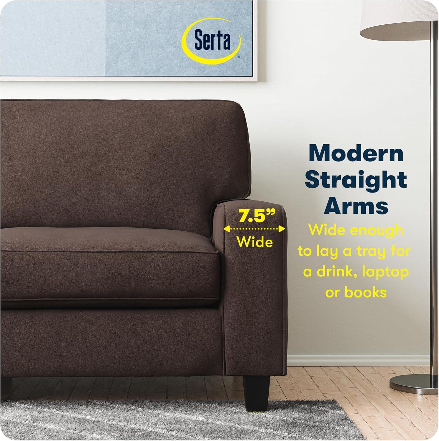 Serta Palisades 78" Track Arm Sofa, Easy Care Fabric, Soft Pillow Back, Pocket Coil Seat Cushions