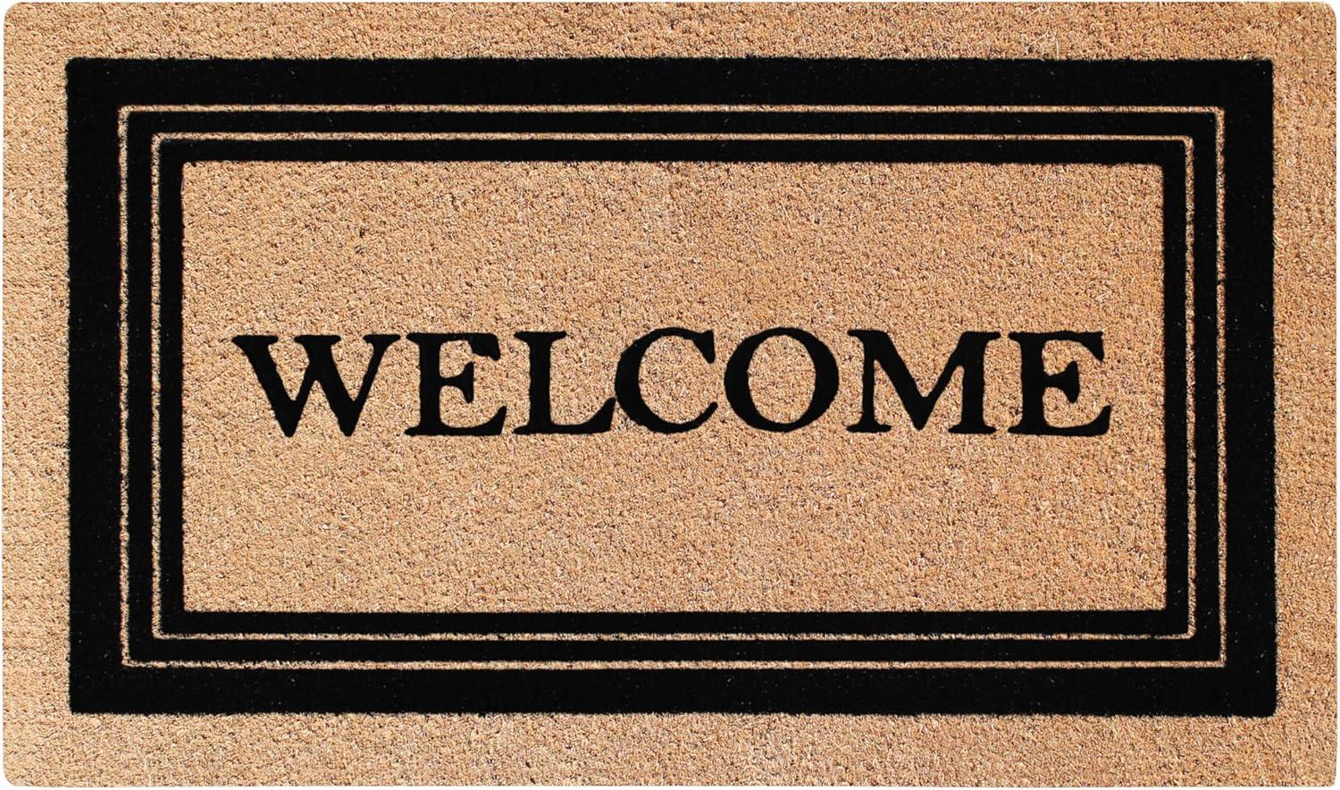 A1HC Welcome Entrance Door Mats, Durable Large Outdoor Rug, Non-Slip, Flock Doormat, Thin-Profile Heavy Duty Door Mat, Indoor Outdoor Front Door, High Traffic Areas, 24" X 39"