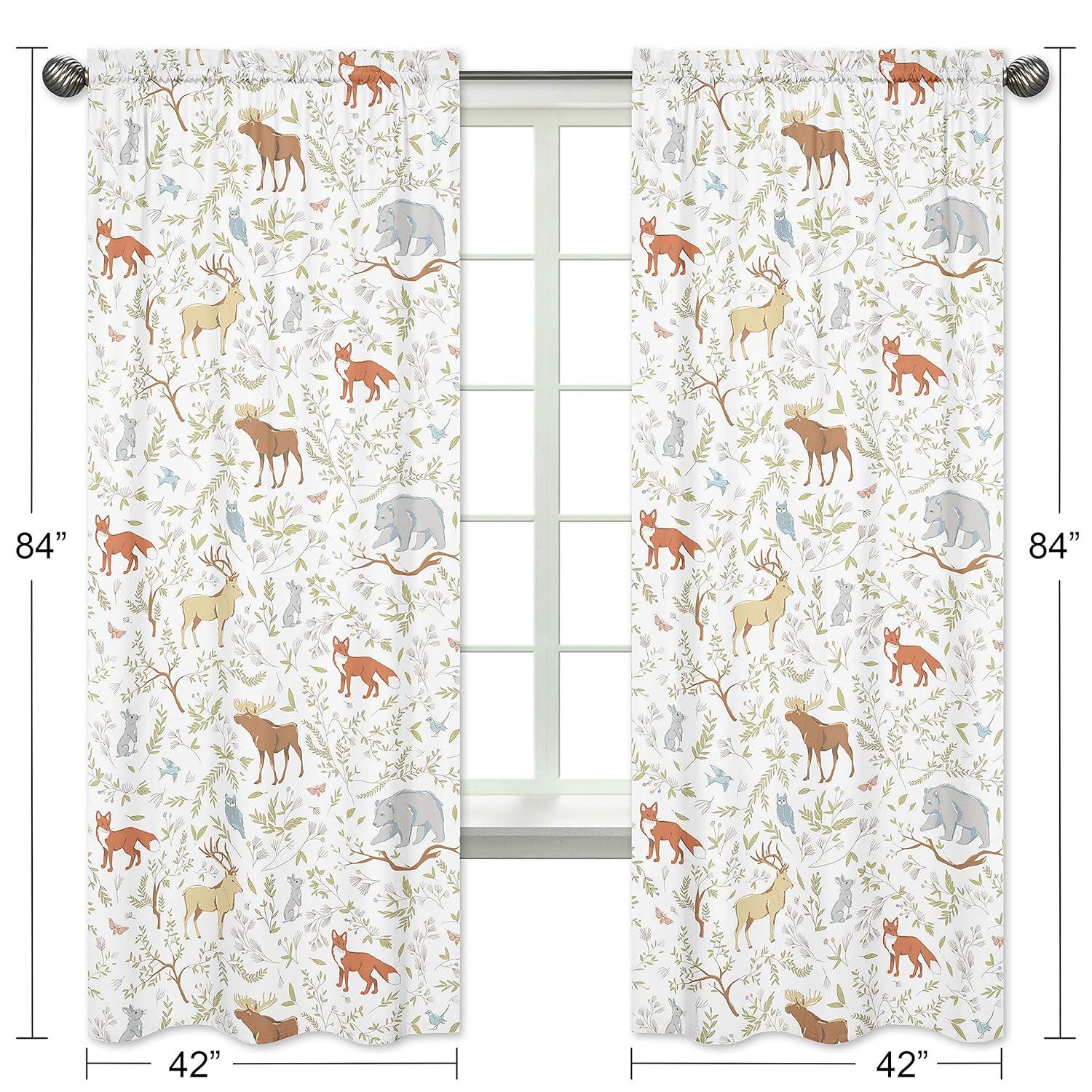 Woodland Toile Wildlife Semi-Sheer Rod Pocket Curtain Panels (Set of 2)