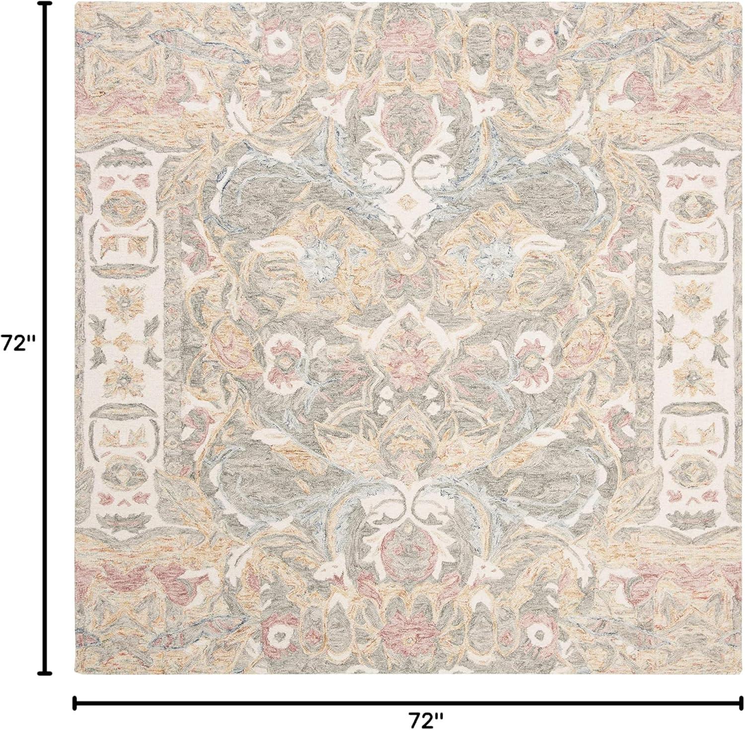 Aubusson AUB104 Hand Tufted Area Rug - Ivory/Sage - 6'x6' - Safavieh.