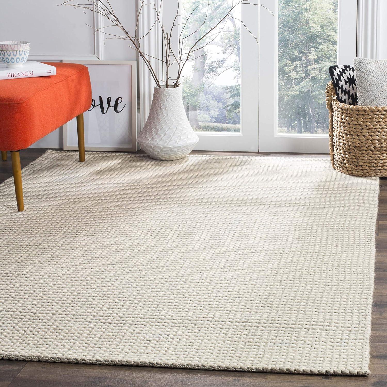 Ivory and Silver 8' x 10' Hand-Tufted Wool Area Rug