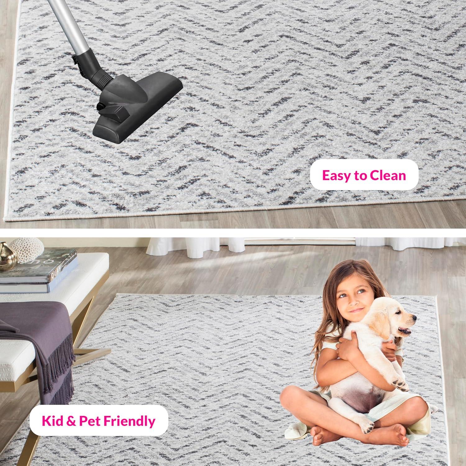 Adirondack ADR104 Power Loomed Area Rug - Ivory/Charcoal - 5'1"x7'6" - Safavieh.