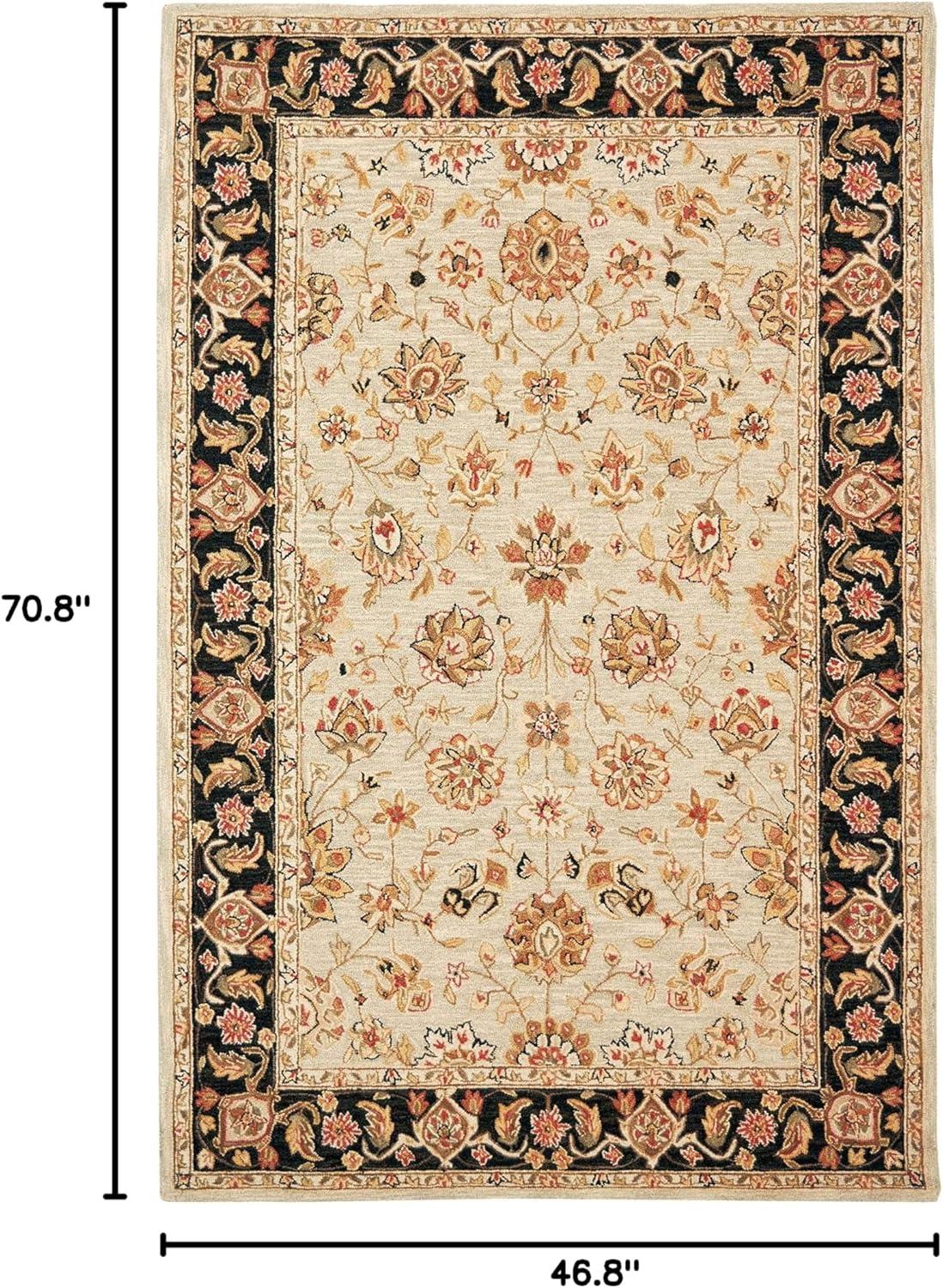 SAFAVIEH Chelsea Kaeden Floral Wool Area Rug, Brown/Ivory, 3'9" x 5'9"