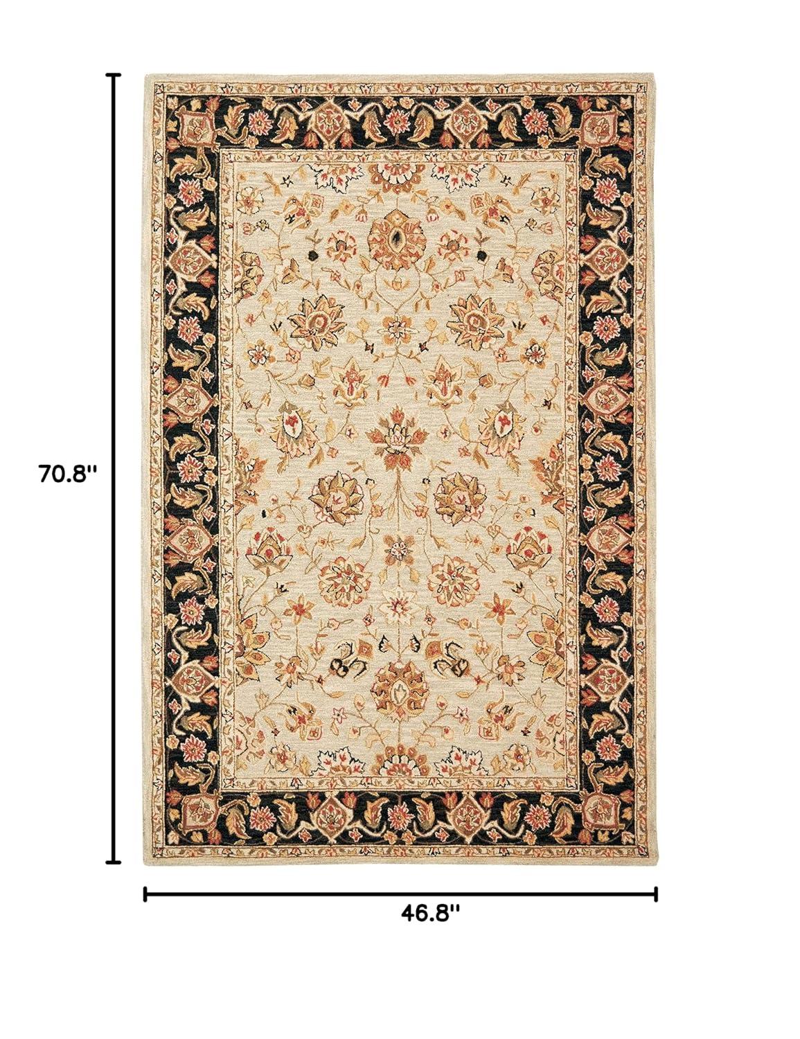SAFAVIEH Chelsea Kaeden Floral Wool Area Rug, Brown/Ivory, 3'9" x 5'9"