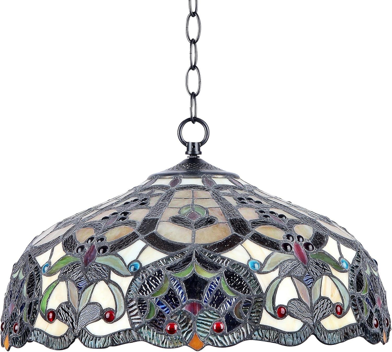 SADIE Tiffany-style 2 Light Victorian Ceiling Pendant Fixture 18" Shade