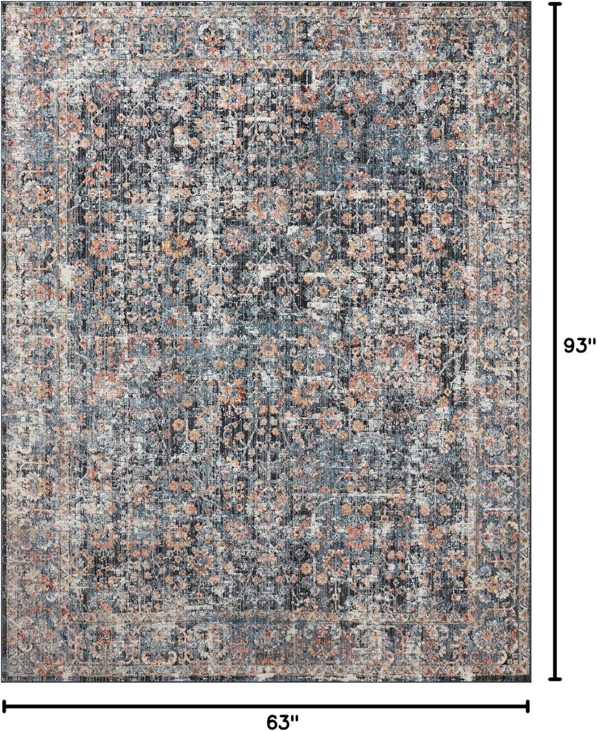 Cassandra Vintage Floral Blue Synthetic Area Rug - 2'6" x 4'