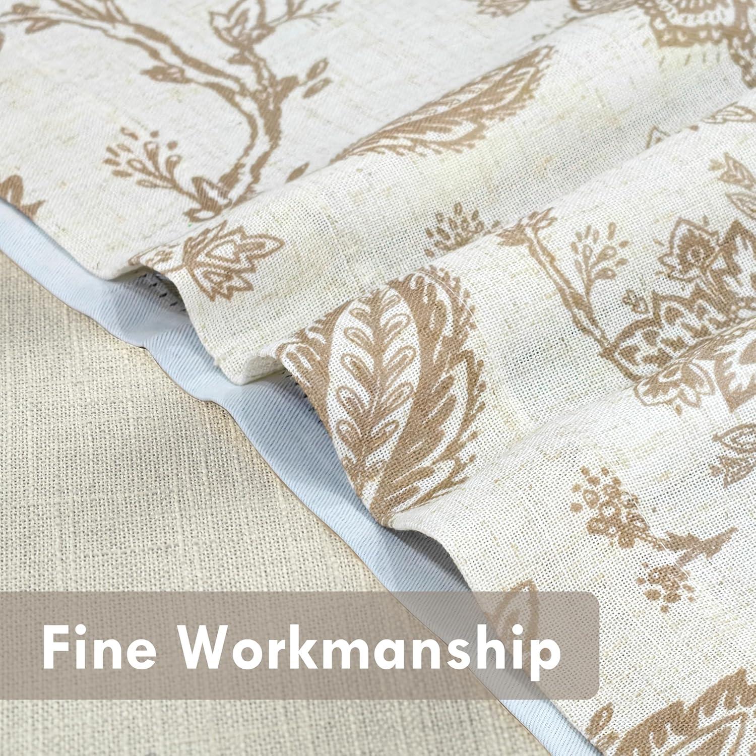 DriftAway Freda Jacobean Floral Linen Blend Blackout Thermal Insulated Energy Saving Privacy Window Curtain Valance Rod Pocket 2 Layers