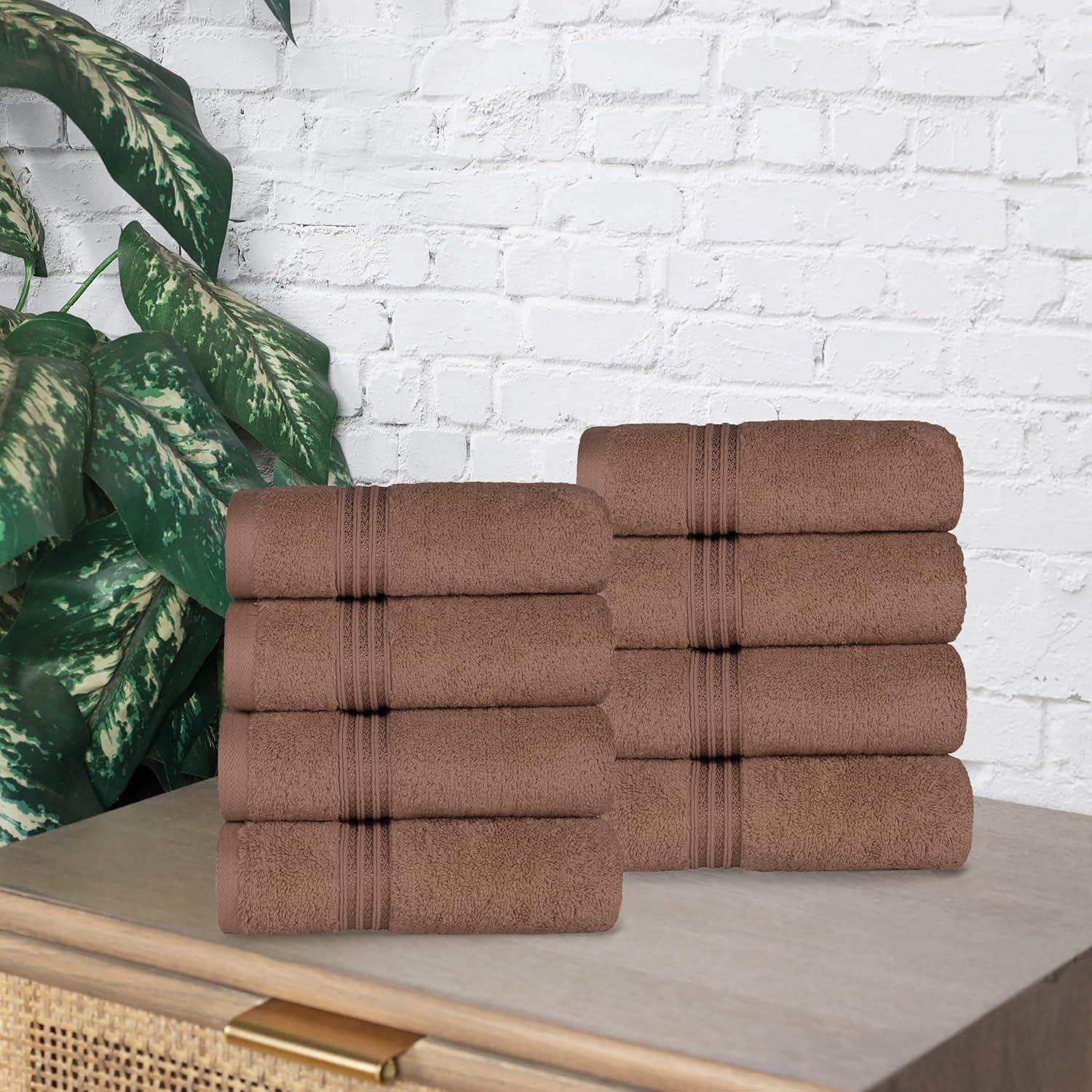 Superior Egyptian Cotton Absorbent 8-Piece, Mocha, Towel Set