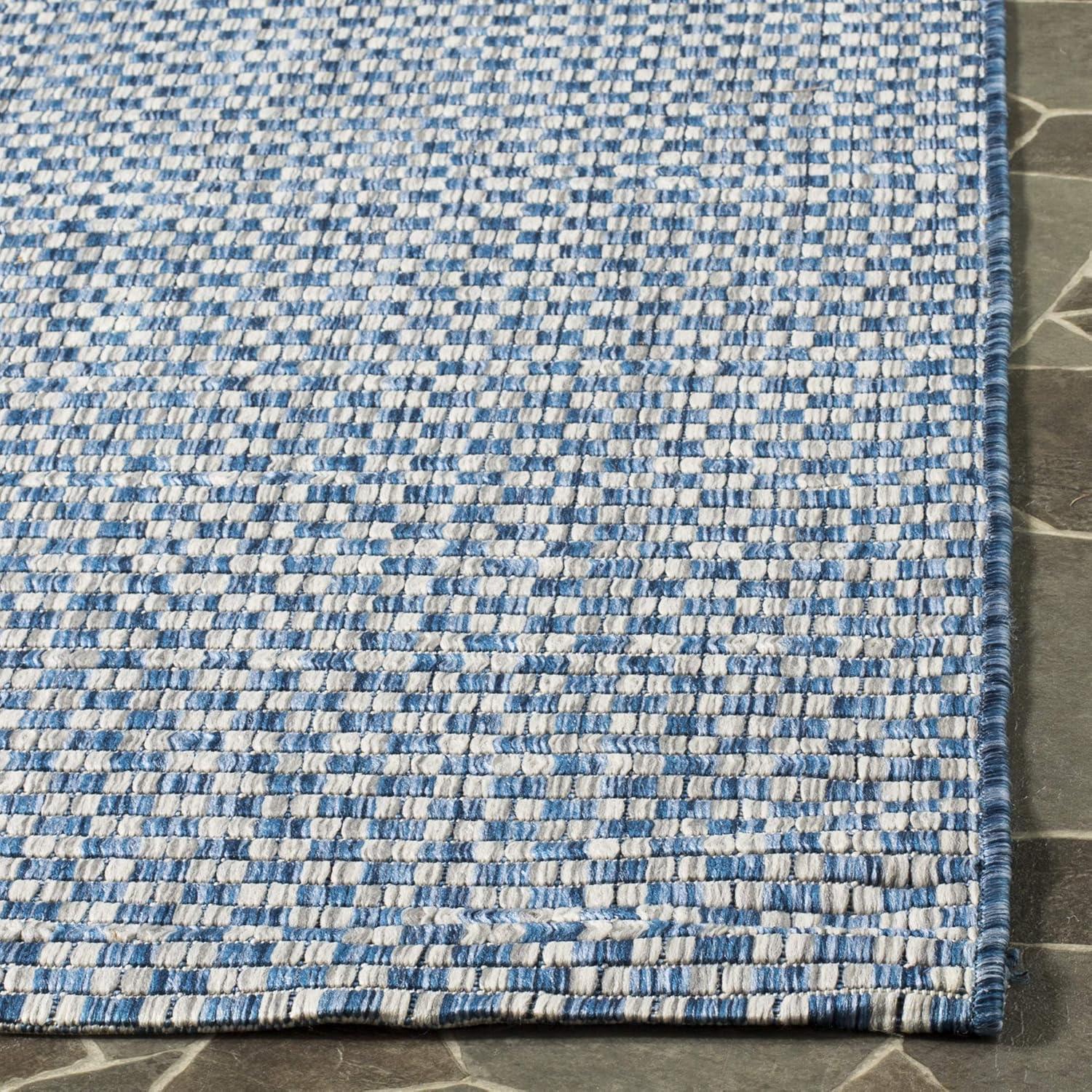 SAFAVIEH Courtyard Blair Geometric Indoor/Outdoor Area Rug, 2'7" x 5', Blue/Light Grey