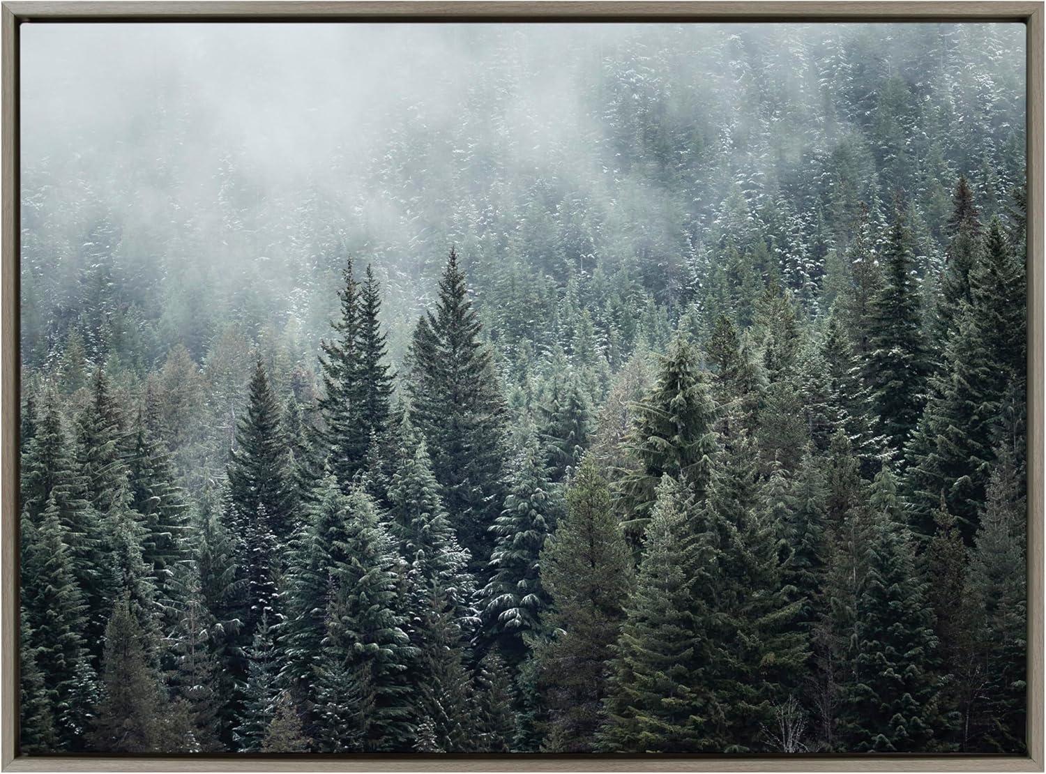 Kate & Laurel All Things Decor Sylvie Evergreen Dream 2 Wall Art: Modern Floating Canvas, Rustic Style