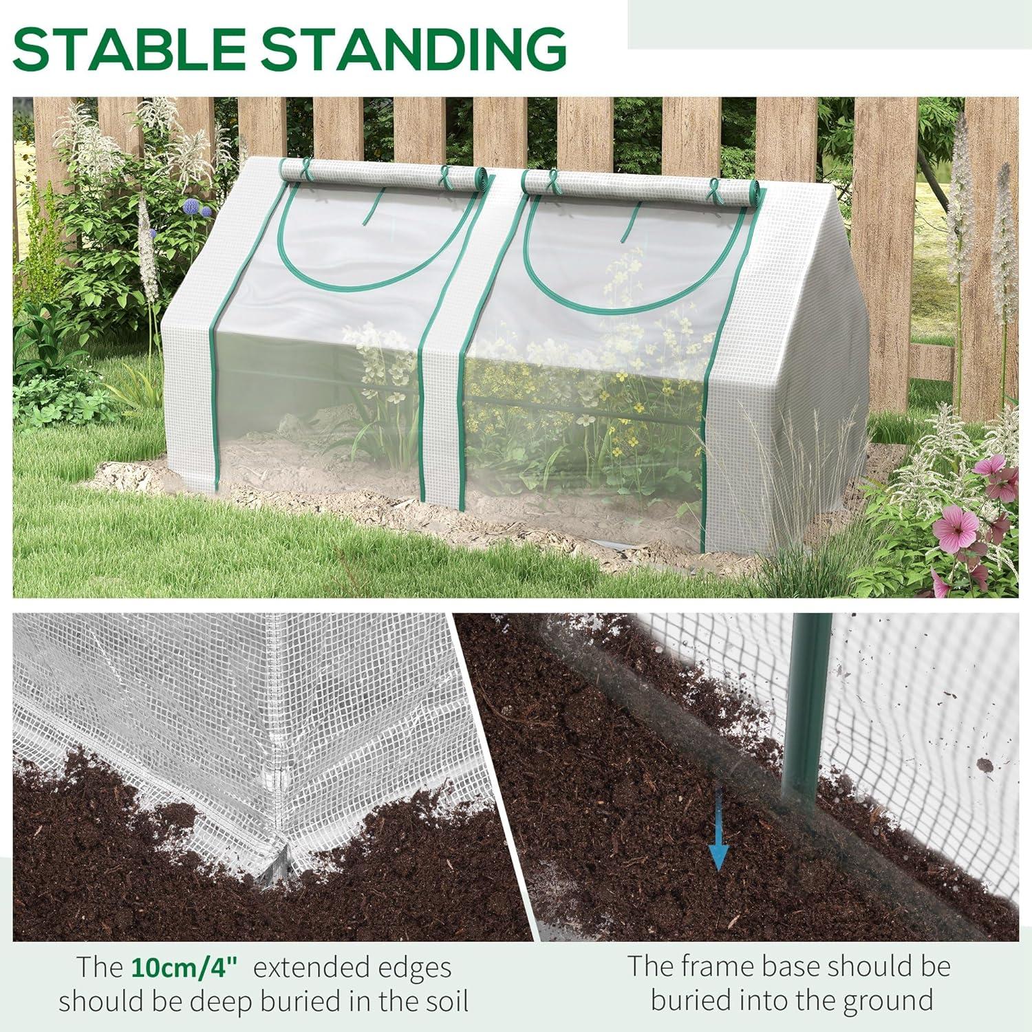 Outsunny 6' x 3' x 3' Portable Greenhouse, Garden Green House with 2 PE/Plastic Covers, Steel Frame and 2 Roll Up Windows, Green