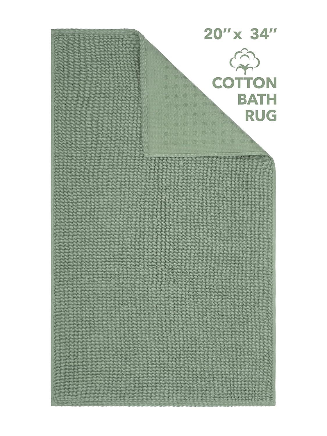 American Soft Linen 100% Cotton Turkish Bath Mat Rugs, Slip Resistant Bottom Base Bath Mats for Bathroom