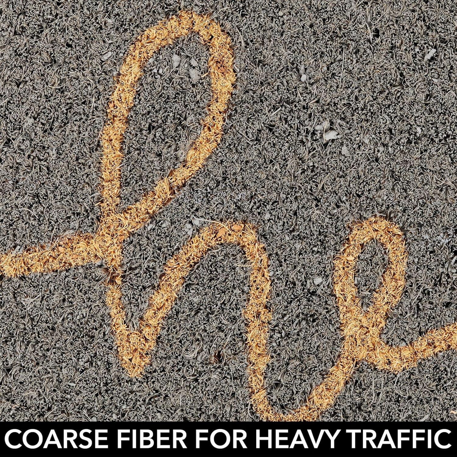 mDesign Welcome Doormat with Natural Fibers Script Hello - Gray/Natural