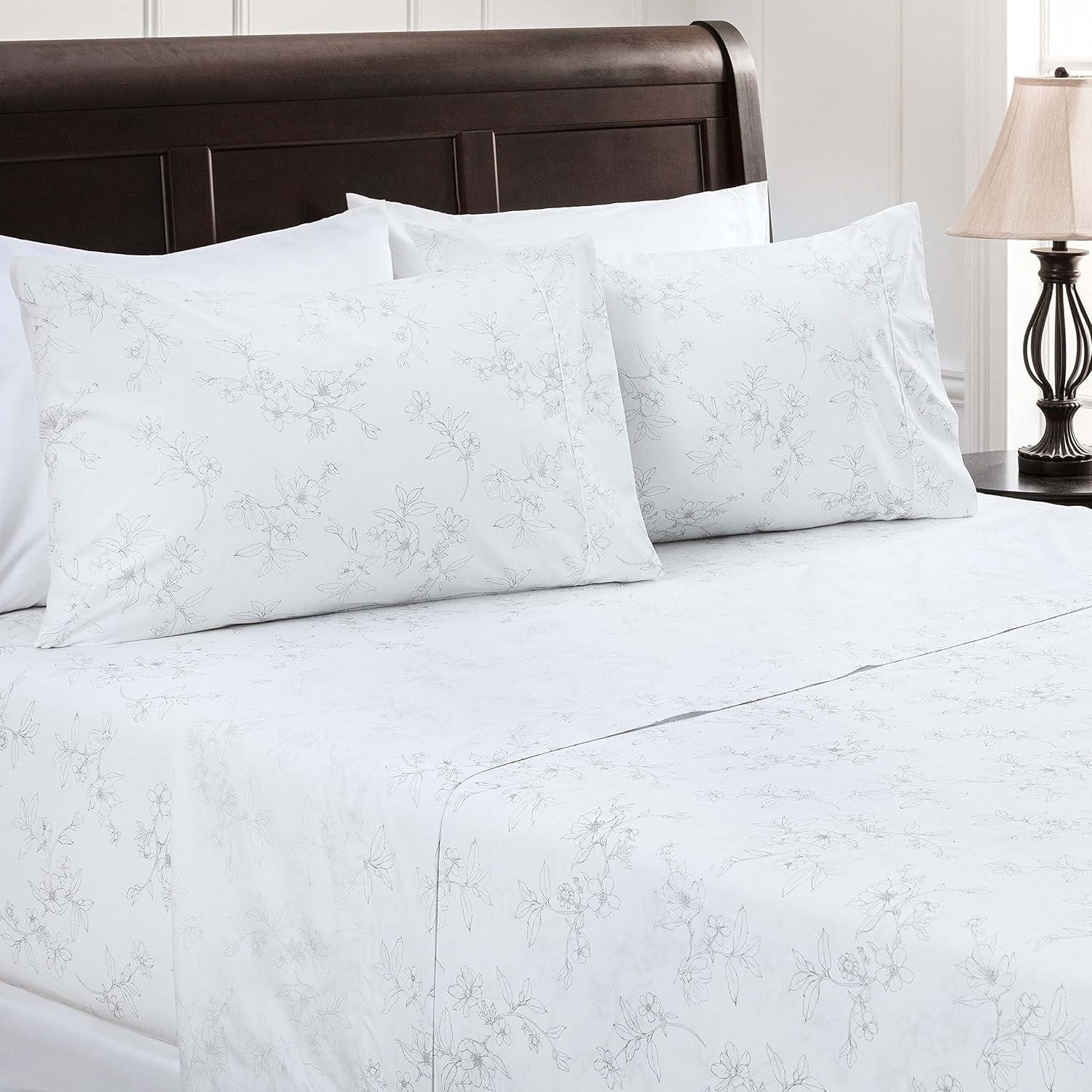 Chanasya Floral Microfiber Percale Sheet Set