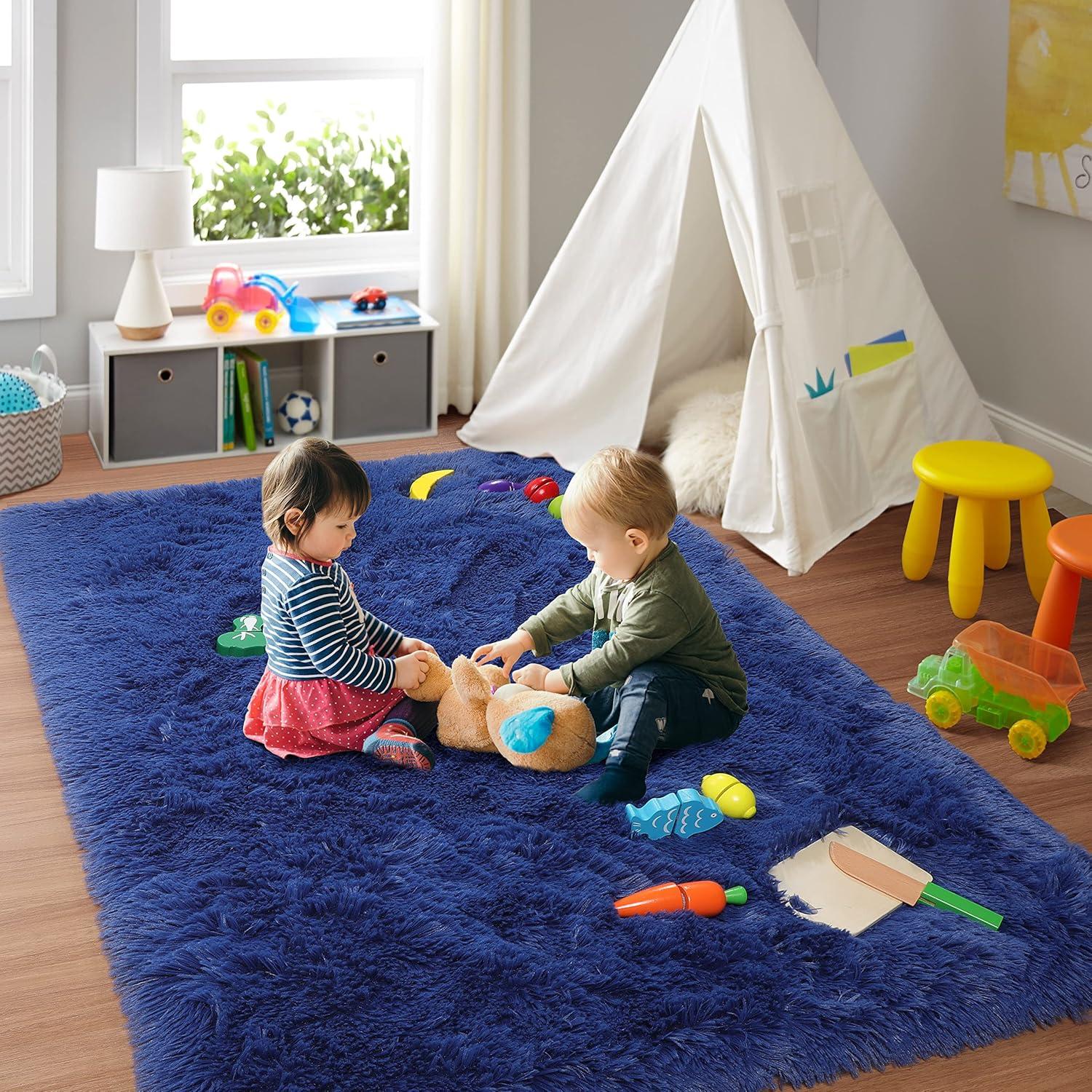 Bailu Fluffy Black Rug for Living Room,5x8 Area Rugs,Thick Plush Shag Rug,Shaggy Rugs for Bedroom,Big Fuzzy Carpet,Comfy Kids Rugs,Large Living Room Rugs,Living Room Decor