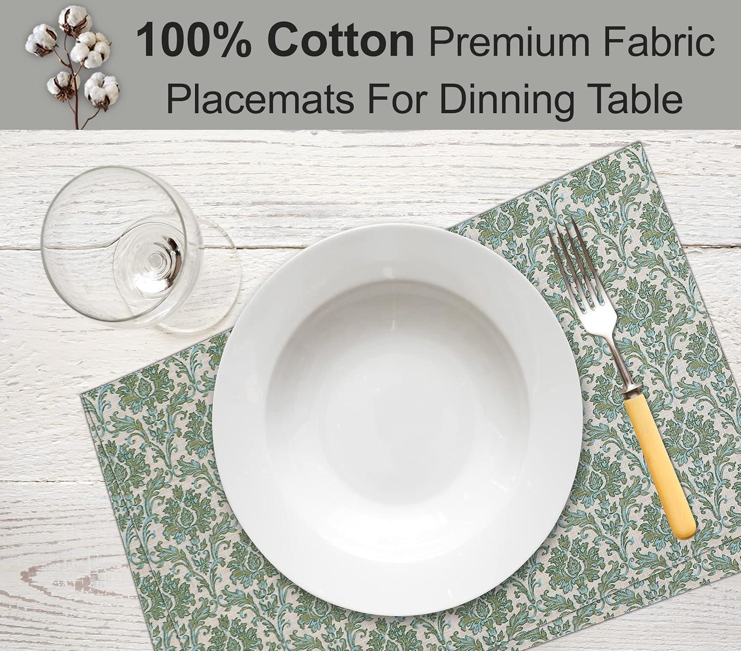 Dining Table Rectangle Placemats 100% Cotton Multi Pattern 13x19 Inches (Set of 6)