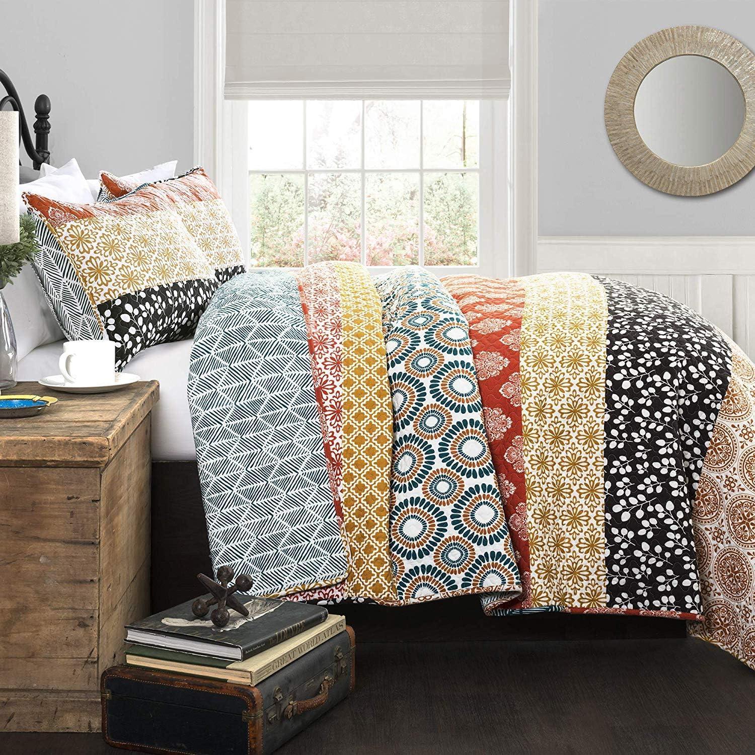 Bohemian 100% Cotton Reversible 3-Piece Quilt Set