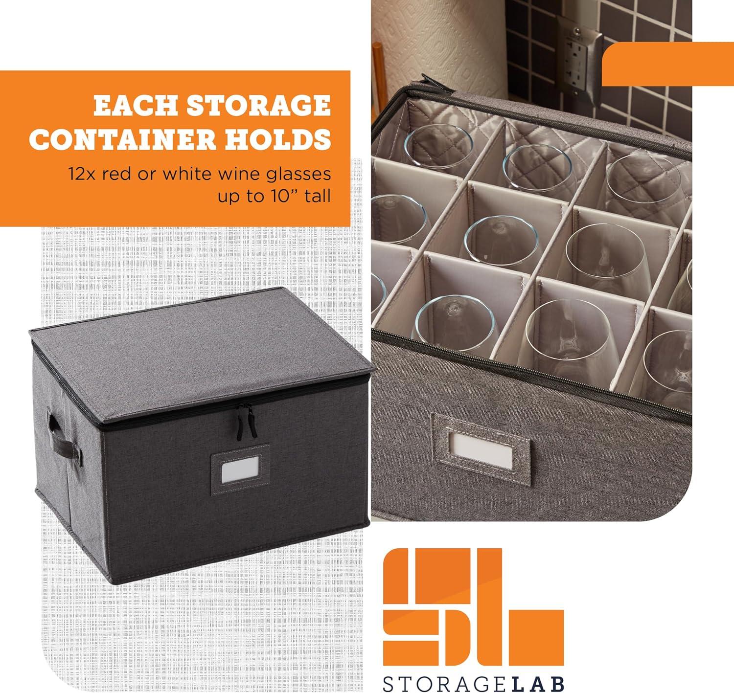 Storagelab China Storage Set, Hard Shell and Stackable, Felt Plate Dividers Included, Gray