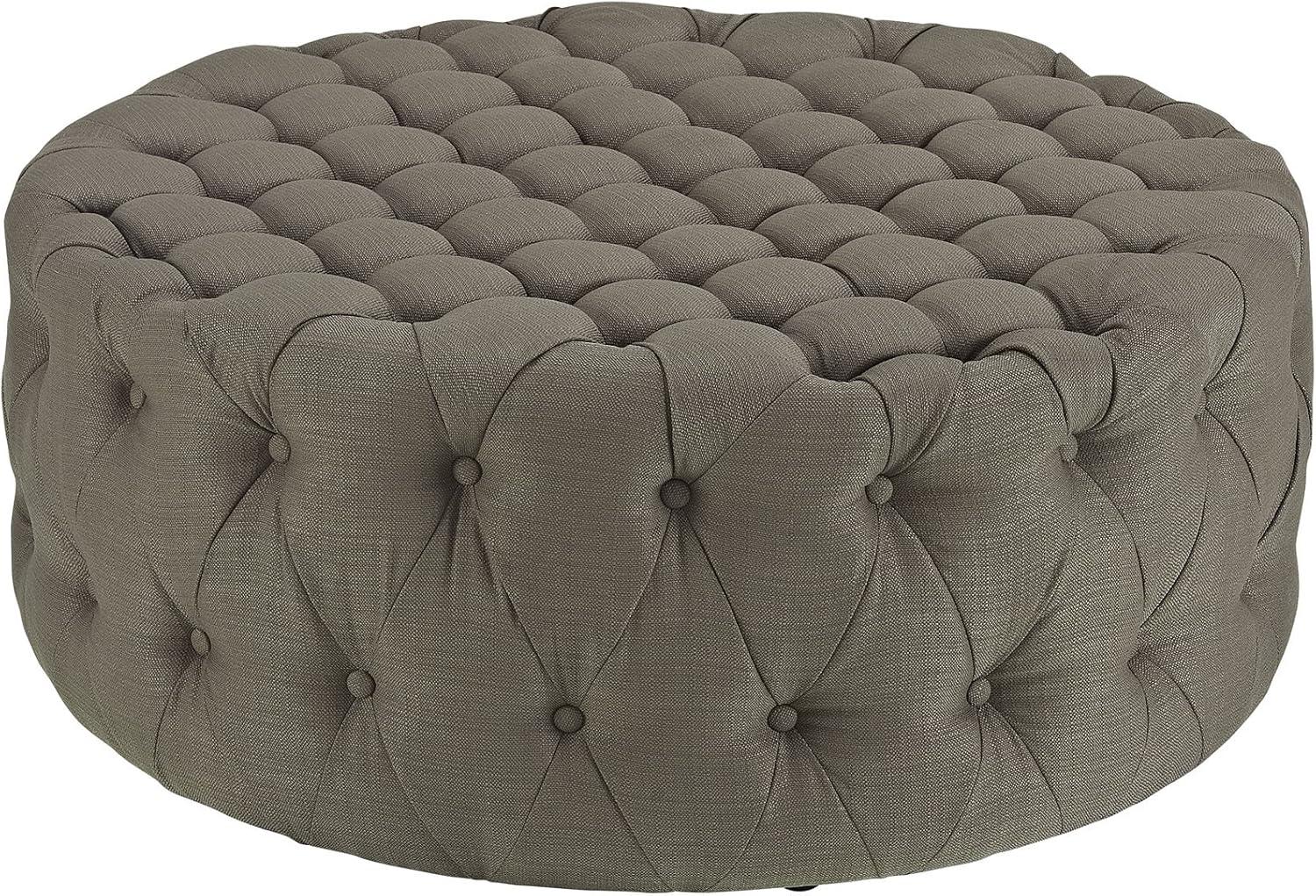 Modway Amour Modern Upholstered Fabric and Solid Wood Ottoman in Granite Gray