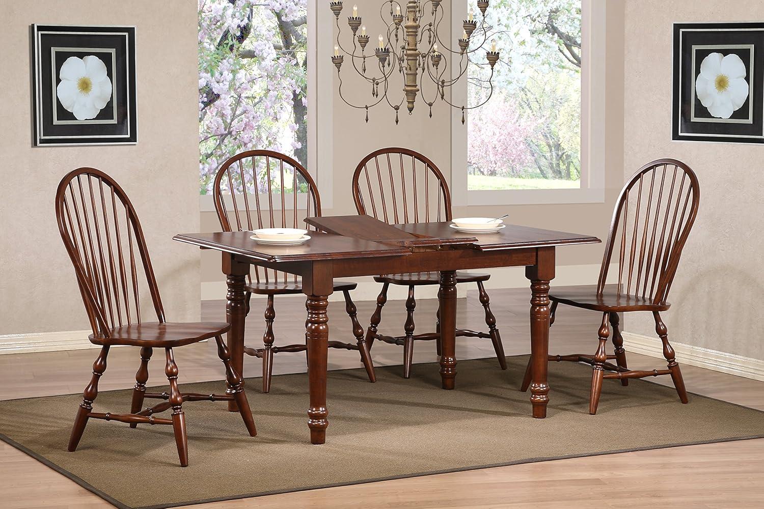 Sunset Trading Andrews Windsor Solid Wood Dining Chairs in Chestnut (Set of 2)